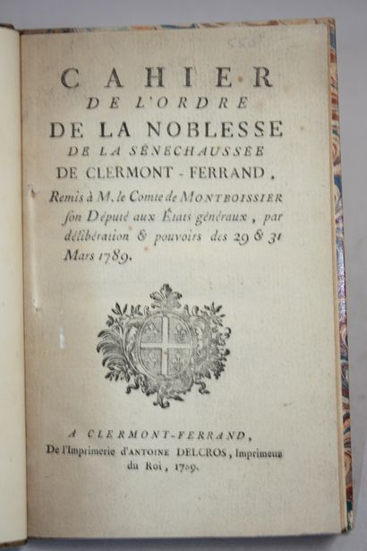 Cahier de la noblesse de la sénéchaussée...