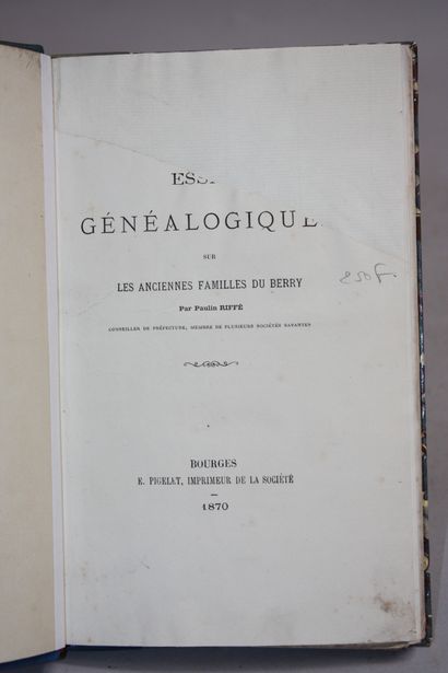 RIFFE (Paulin). Genealogical essays on the...