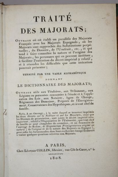 Traité des Majorats. Ouvrage où est établi...