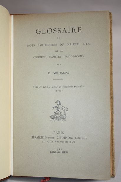 MICHALIAS (Régis). Glossaire de mots particuliers...