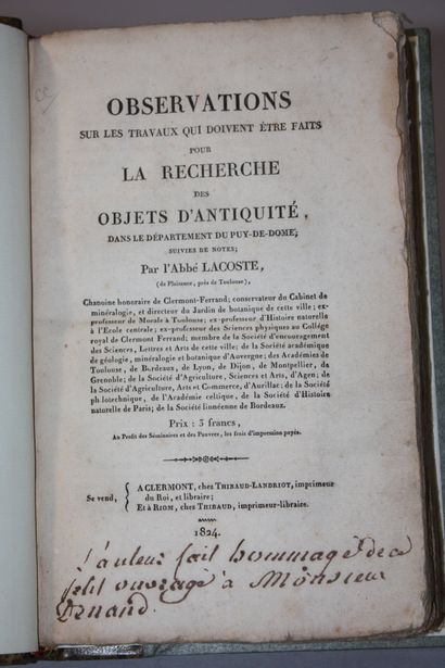 LACOSTE (Abbé). Observations sur les travaux...
