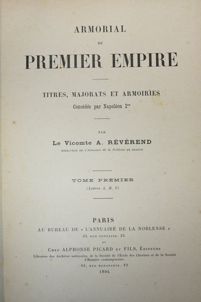 REVEREND (Vte A.). Armorial du Premier Empire....
