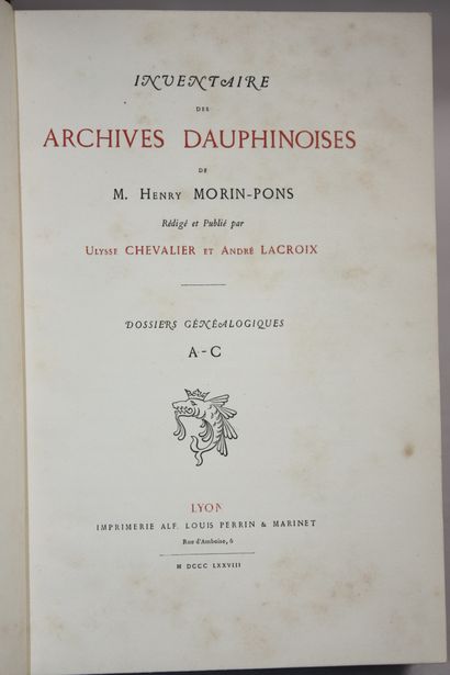 [MORIN-PONS]. Inventory of the Archives Dauphinoises...
