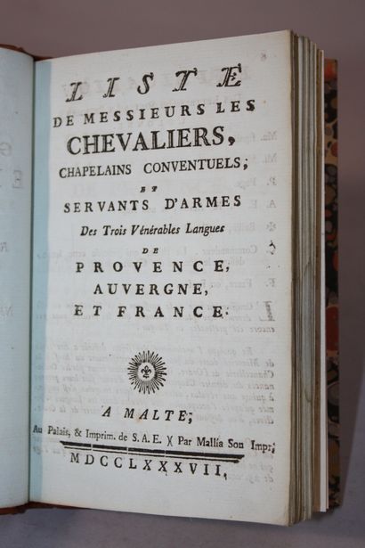 [ORDRE DE MALTE]. Liste de Messieurs les...