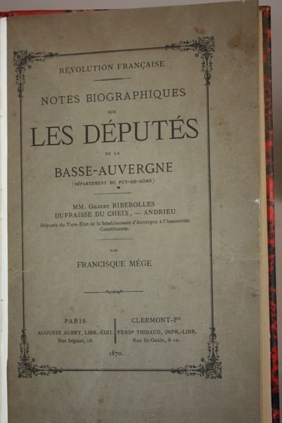MEGE (F.). Notes biographiques sur les députés...
