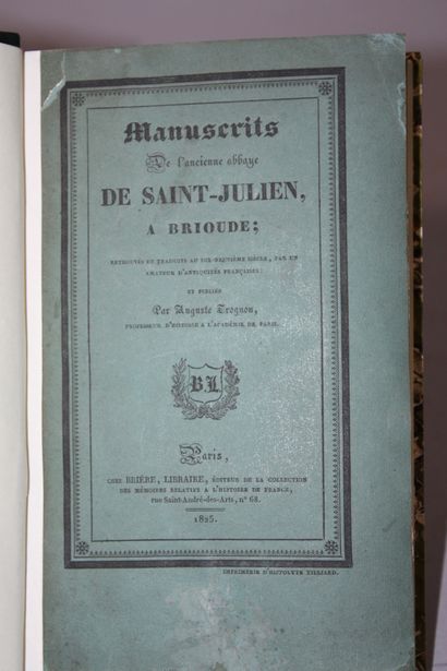 TROGNON (Auguste). Manuscrits de l'ancienne...