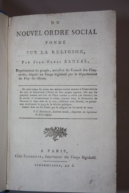 BANCAL DES ISSARTS (Jean- Henri). Du Nouvel...
