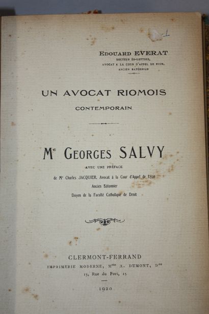 [DROIT - AUVERGNE]. 
EVERAT (Edouard). Mélange....