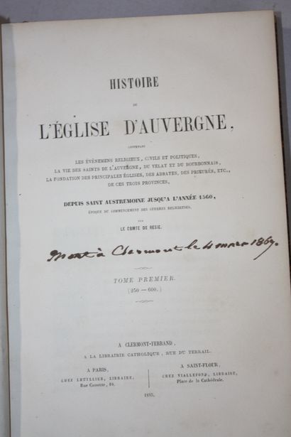 RESIE (Comte de). Histoire de l'église d'Auvergne...