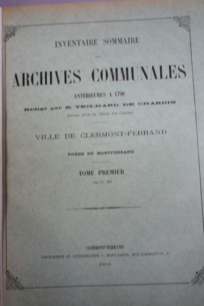 [CLERMONT]. Inventaire sommaire des Archives...