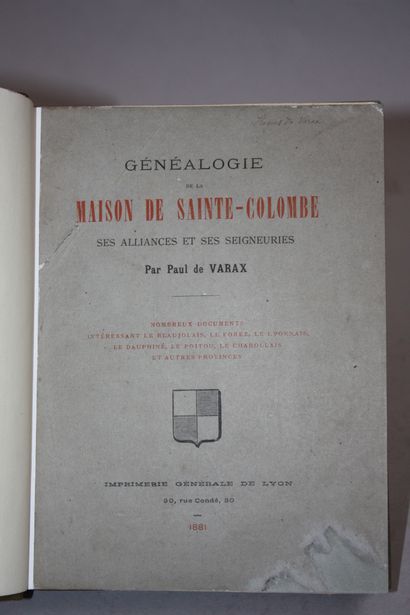 VARAX (P. de). Généalogie de la maison de...