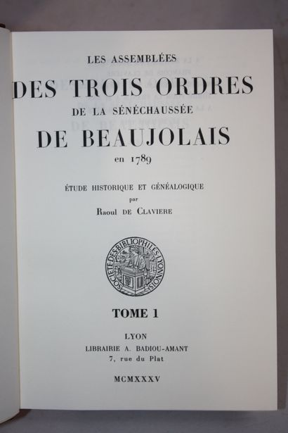CLAVIERE (Raoul de). Les Assemblées des trois...