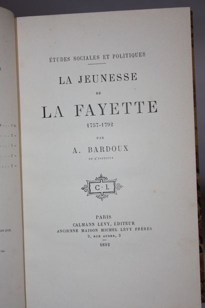 BARDOUX (A.). La Jeunesse de La Fayette 1757...