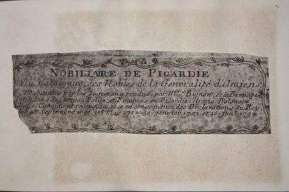 NOBILIAIRE DE PICARDIE, OR, CATALOGUE DES...