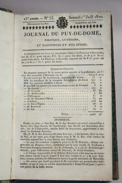 JOURNAL DU PUY-DE-DOME, POLITIQUE, LITTERAIRE...