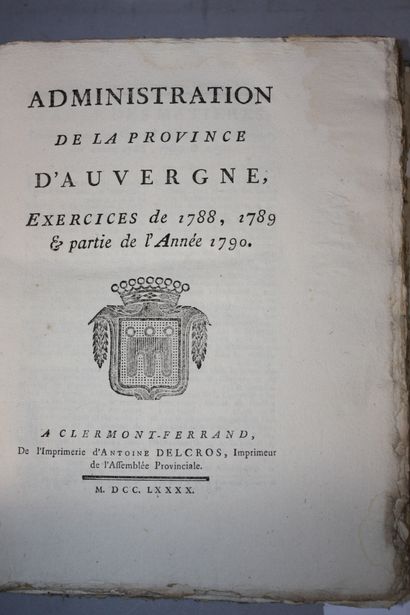 ADMINISTRATION DE LA PROVINCE D'AUVERGNE...
