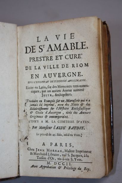 FAYDIT (Abbé). La vie de St Amable prestre...
