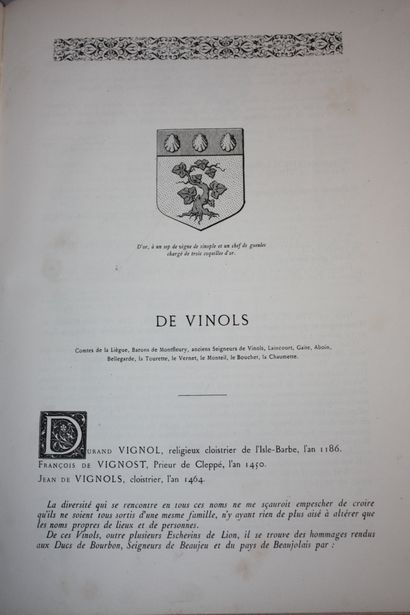 [VINOLS]. Généalogie de la Maison de Vinols.
Lyon,...