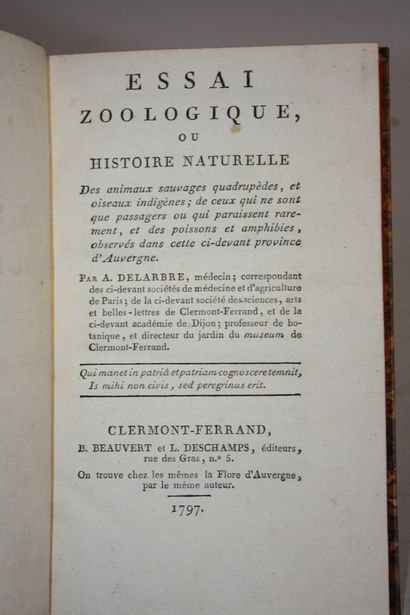 DELARBRE (A.). Essai zoologique, ou Histoire...