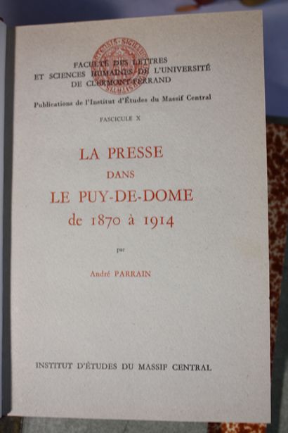 [AUVERGNE GENERALITES]. 11 volumes in-8,...