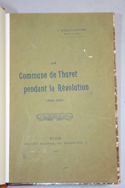 BERRIAT-SAINT-PRIX (J.). La Commune de Thuret...