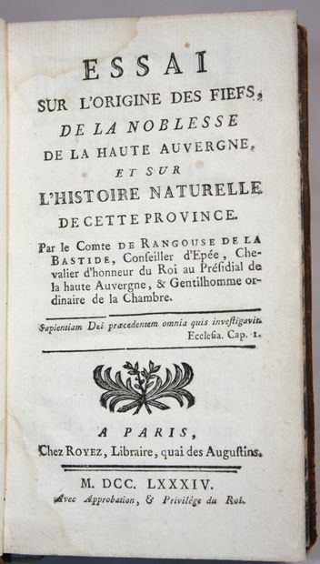 RANGOUSE DE LA BASTIDE. Essai sur l'origine...