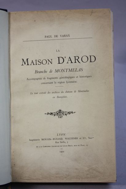 VARAX (Paul de). La Maison d'Arod, branche...