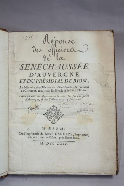 [CHABROL]. Réponse des officiers de la sénéchaussée...