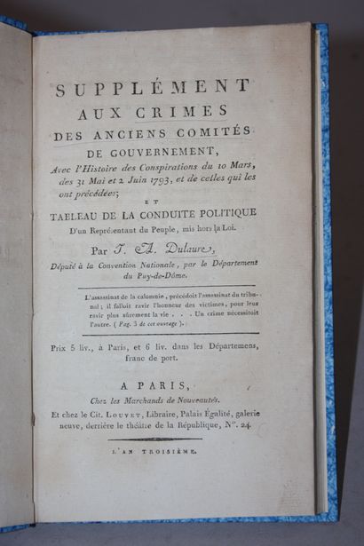 DULAURE (J. A.). Supplément aux crimes des...