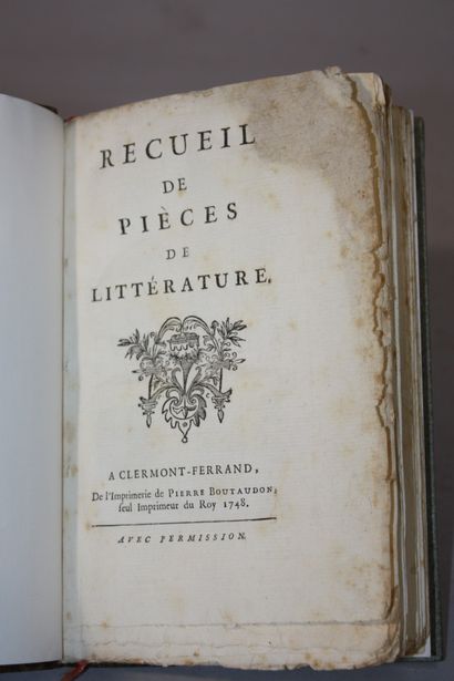 Recueil de pièces de littérature. 
Clermont,...