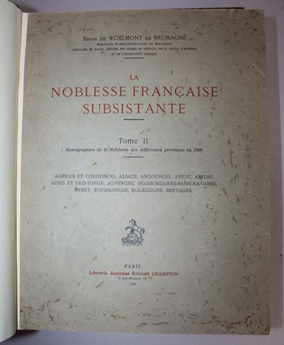 WOELMONT de BRUMAGNE (Baron de). La noblesse...