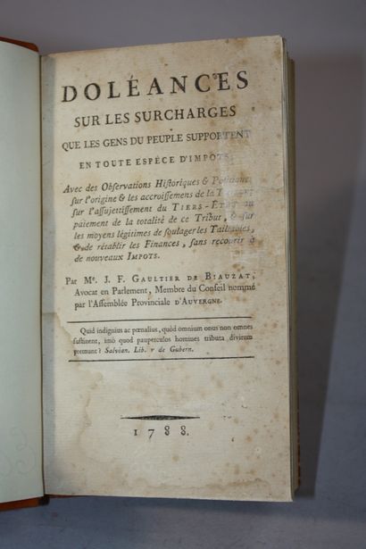 GAULTIER DE BIAUZAT (J.-F.). Doléances sur...