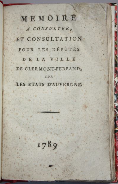 [CLERMONT ETATS GENERAUX]. Mémoire à consulter...