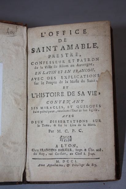 [CHEVALIER (P. Antoine)]. L'Office de saint...