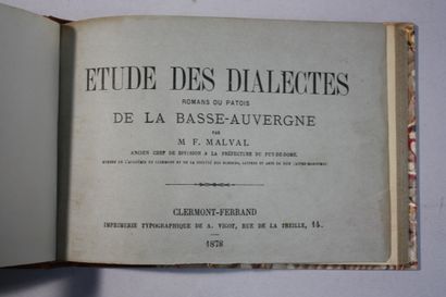 MALVAL. Etude des Dialectes Romans ou Patois...