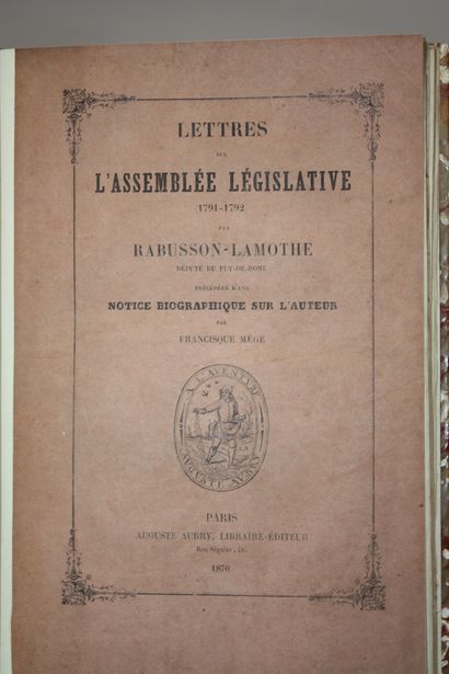 RABUSSON-LAMOTHE. Lettres de l'assemblée...