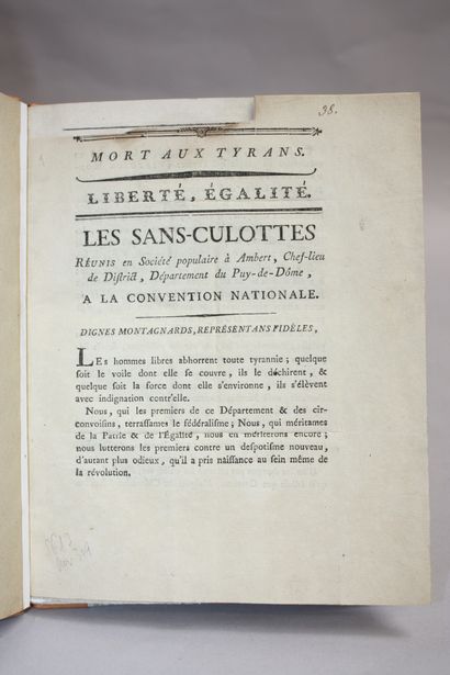 [AMBERT]. « Mort aux Tyrans ». Les Sans-Culottes...
