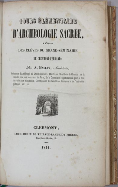 MALLAY (A.). Cours élémentaire d'archéologie...