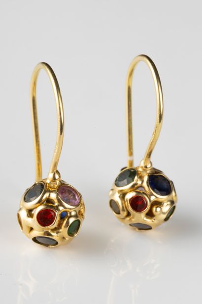 Pair of yellow gold (750 thousandths) earrings...
