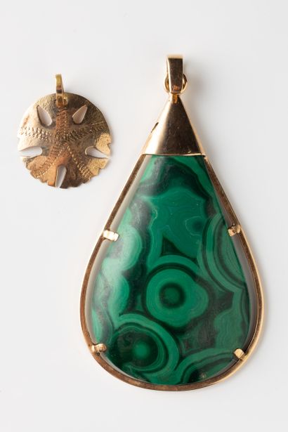 2 pendants : 
- One Sand dollars in yellow...