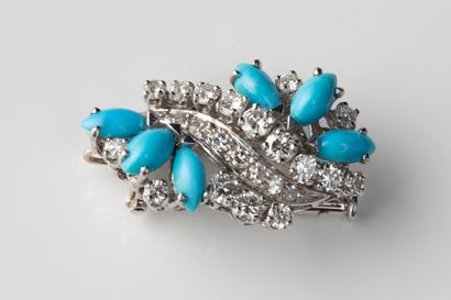 White gold (750 thousandths) clip brooch...