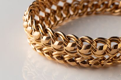 Double gourmette bracelet in yellow gold...