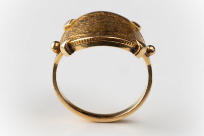 Bague galbée pièce or turque sur or jaune...