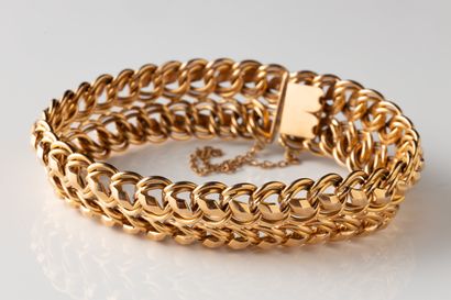 Double gourmette bracelet in yellow gold...