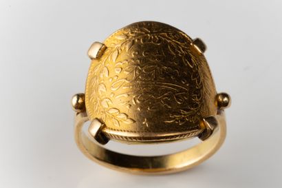 Bague galbée pièce or turque sur or jaune...