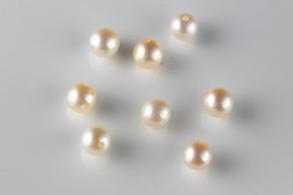 Set of white cultured pearls with a piercing...