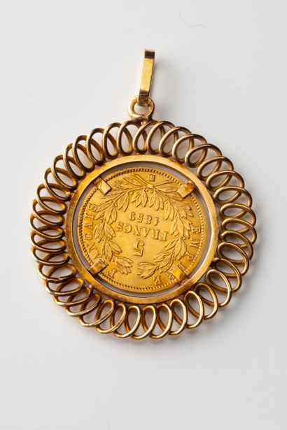 Pendant adorned with a 5-franc Napoléon III...