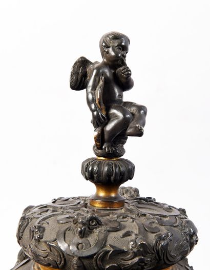 Pair of covered urns in the Barbedienne style...