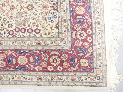 Large wool carpet, cream background, red...