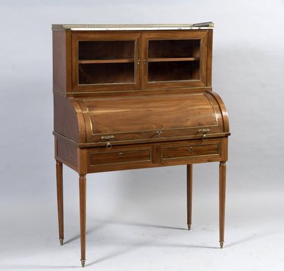 Bureau bonheur du jour à cylindre en bois...